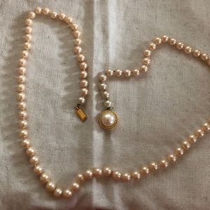 Vintage 24" Soft Cream Tone Pearl Beaded Necklace